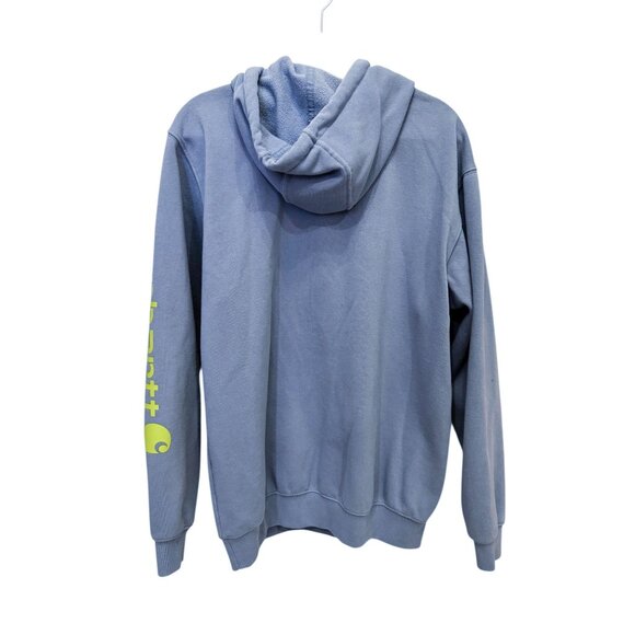 Carhartt K288 Hoodie Medium Loose Fit Blue Neon Logo Sleeve TS02880M Workwear - Picture 2 of 9